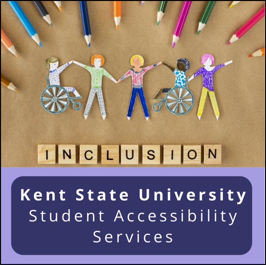 Kent state university. Student accessibility services. Inclusion and drawings of children with disabilities holding hands 